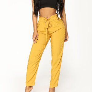 Mustard Paper Bag Waist Pants